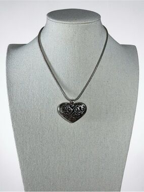 Brighton Silver-Tone Filigree Heart Pendant Necklace